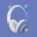 Наушники беспроводные Cat ear STN-28 Rainbow LED с кото ушкам голубые