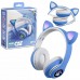 Наушники беспроводные Cat ear STN-28 Rainbow LED с кото ушкам голубые