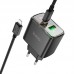 Зарядное устройство Hoco CS42a 30W на 2 выхода адаптер + кабель Usb-C - Lightning черный