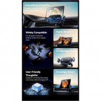 Авто держатель с беспроводной зарядкой Baseus LightChaser Series Triple-Coil Wireless Charging Electric Car Mo