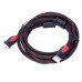 Кабель HDMI - HDMI v 1.4 5 метров папа папа чёрно красный