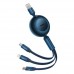 Кабель Baseus Bright Mirror 2 Series 3-in-1 (MicroUSB + Lightning + Type-C) 66W 1.1 метра синий