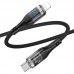 Кабель с экраном HOCO U115 Type-C to Lightning PD 20W 120 cm черный