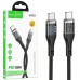 Кабель с дисплеем HOCO U115 Transparent Discovery Type-C to Type-C 1.2m 100W черный