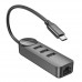 USB-C хаб адаптер Borofone DH6 Erudite 4-in-1 на 3*USB 3.0 и RJ45 6941991104312