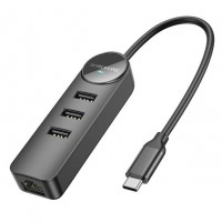 USB-C хаб адаптер Borofone DH6 Erudite 4-in-1 на 3*USB 3.0 и RJ45 6941991104312
