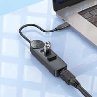 USB-C хаб адаптер Borofone DH6 Erudite 4-in-1 на 3*USB 3.0 и RJ45 6941991104312