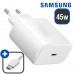 Зарядное устройство - комплект с кабелем Samsung 45W 1 выход USB-C PD белое (EP-TA845XWE)