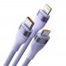 Кабель комбо тройной Baseus Flash Series Ⅱ One-for-three USB - Type-C Micro iPhone 100W 1.2m CASS030005