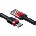 Кабель усиленный нейлоновый 2-сторонний Baseus USB to Type-C 40W 5 ампер 1 метр (CATKLF-P91) черно красный