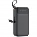 Внешний аккумулятор XO PR280 со встроенным кабелем 4-в-1 USB-C + iP 30000mAh черный
