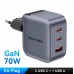 Зарядное устройство Vention 70W GaN FEX 1U+2C черное евро вилка Зарядное устройство Vention 70W GaN FEX 1U+2C черное евро вилка