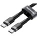 Кабель Baseus Cafule Cable Type-C For Type-C PD2.0 60W flash charging data line (20V 3A) 2m Сірий+Чорний