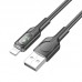 Кабель Hoco U120 Transparent explore intelligent power-off charging data cable iP Чорний