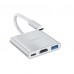 USB-хаб Hoco HB14 Easy use Type-C adapter(Type-C to USB3.0+HDMI+PD) Сріблястий