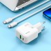 Адаптер сетевой HOCO Type-C to Type-C Cable Lucky dual-port  charger set C111A |1USB/1Type-C, 30W/3A, PD/QC|