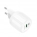 Адаптер сетевой Borofone Lustrous charger BA93A |1USB/1Type-C, 20W/3A, PD/QC|