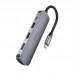 USB-хаб HOCO HB27 Type-C multi-function converter(HDTV+USB3. 0+USB2. 0*2+PD) сірий