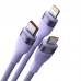 Кабель Baseus Flash Series Ⅱ Two-for-three Charging Cable U+C to M+L+C 100W 1. 2m Purple
