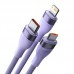 Кабель Baseus Flash Series Ⅱ One-for-three Fast Charging Data Cable USB to M+L+C 66W 1. 2m Purple
