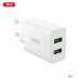 Мережевий зарядний пристрій XO L119 (EU) dual USB-A QC18W fast charging charger with TYPE-C cable Білий