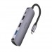 Type-C(PD) HUB HOCO HB27 Type-C multi-function converter(HDTV+USB3.0+USB2.0*2+PD) Metal Grey