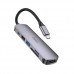Type-C(PD) HUB HOCO HB28 Type-C multi-function converter (HDTV+USB3.0+USB2.0+SD+TF+PD) Metal Grey