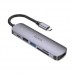 Type-C(PD) HUB HOCO HB28 Type-C multi-function converter (HDTV+USB3.0+USB2.0+SD+TF+PD) Metal Grey
