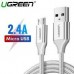 Кабель UGREEN  US290 USB 2.0  - micro-USBAluminum Braid 1m белый (60151)