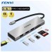 Хаб - док-станция 6-в-1 USB Fenvi F-C601H Type-C 3.1 - 1xUSB 3.0 + 2xUSB 2.0 + HDMI 4K + microSD / SD кабель 12 см алюминиевый кор