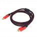 HDMI кабель 3m с нейлоновой оплёткой и позолоченными коннекторами черно-красный