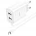 Сетевое зарядное устройство Hoco C103A 2 USB белое с кабелем Lightning