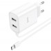 Сетевое зарядное устройство Hoco C103A 2 USB белое с кабелем Type-C