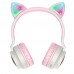 Беспроводные наушники Hoco W27 Cat Ear накладные с ушками и LED подсветкой серый