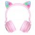 Беспроводные наушники Hoco W27 Cat Ear накладные с ушками и LED подсветкой розовый