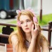 Беспроводные наушники Hoco W27 Cat Ear накладные с ушками и LED подсветкой розовый