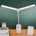Настольная USB LED лампа гибкая, двойная с двумя аккумуляторами и прищепкой белая