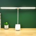 Настольная USB LED лампа гибкая, двойная с двумя аккумуляторами и прищепкой белая