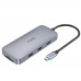 Мультиадаптер хаб Hoco HB33 10в1 Type-C to USB 3.0/ 2 USB 2.0/ Type-C/ HDMI/ VGA/ RJ45/ AUX/ SD/ TF PD 100W 0.18m серый
