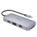 Мультиадаптер хаб Hoco HB33 10в1 Type-C to USB 3.0/ 2 USB 2.0/ Type-C/ HDMI/ VGA/ RJ45/ AUX/ SD/ TF PD 100W 0.18m серый