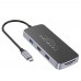 Мультиадаптер хаб Hoco HB33 10в1 Type-C to USB 3.0/ 2 USB 2.0/ Type-C/ HDMI/ VGA/ RJ45/ AUX/ SD/ TF PD 100W 0.18m серый