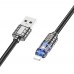 Кабель Hoco U122 с индикатором USB to Lightning 1.2m черный