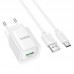 Мережевий зарядний пристрій з кабелем HOCO C145A Charm single port QC3.0 charger set(Type-C) білий