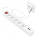 Сетевой удлинитель Hama 5XSchuko 3G*1.5мм 1.4м USB-C/A, PD/QC White (00133758)