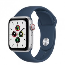 Apple Watch SE 40mm (GPS+LTE) Silver Aluminum Case with Abyss Blue Sport Band (MKQL3)