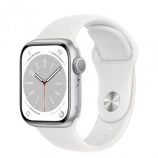 Apple Watch Series 8 41mm (GPS) Silver Aluminum Case with White Sport Band - Regular (MP6K3UL/A)