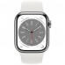 Apple Watch Series 8 45mm (GPS) Silver Aluminum Case with White Sport Band - Size M/L (MP6Q3)