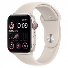 Apple Watch SE 44mm (GPS+LTE) Starlight Aluminum Case with Starlight Sport Band - Size S/M (MNTW3)