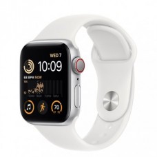 Apple Watch SE 2022 40mm (GPS+LTE) Silver Aluminum Case with White Sport Band - Size S/M (MNTP3)