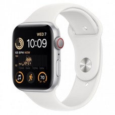 Apple Watch SE 2022 44mm (GPS+LTE) Silver Aluminum Case with White Sport Band - Regular (MNU63/MNQ23)